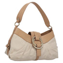 BVLGARI Chandra Shoulder Bag Canvas Beige Auth 113047-1