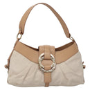 BVLGARI Chandra Shoulder Bag Canvas Beige Auth 113047-13