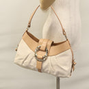 BVLGARI Chandra Shoulder Bag Canvas Beige Auth 113047-24