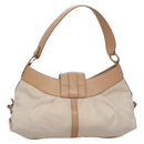 BVLGARI Chandra Shoulder Bag Canvas Beige Auth 113047-2