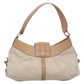 BVLGARI Chandra Shoulder Bag Canvas Beige Auth 113047 - 0
