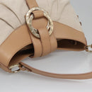 BVLGARI Chandra Shoulder Bag Canvas Beige Auth 113047-6