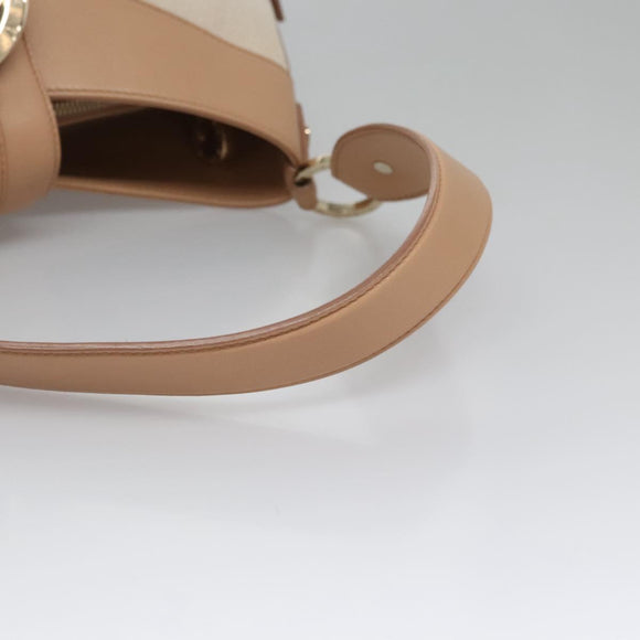 BVLGARI Chandra Shoulder Bag Canvas Beige Auth 113047