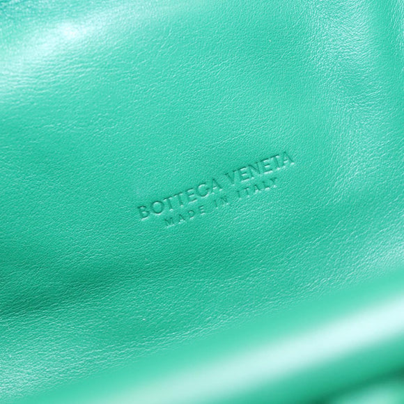 BOTTEGA VENETA Chain Shoulder Bag Leather Green Silver Auth 113050M