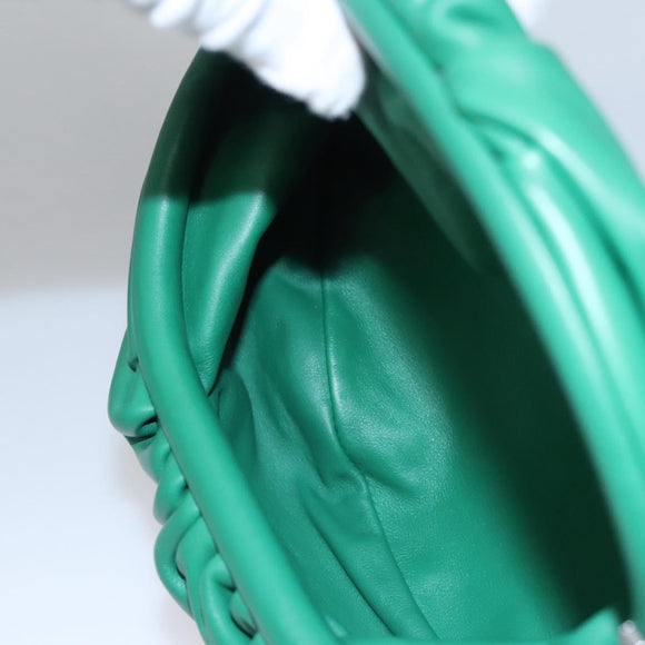 BOTTEGA VENETA Chain Shoulder Bag Leather Green Silver Auth 113050M