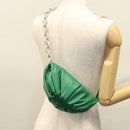 BOTTEGA VENETA Chain Shoulder Bag Leather Green Silver Auth 113050M-20