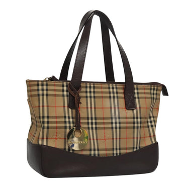 BURBERRY Nova Check Hand Bag Canvas Beige Auth 113053