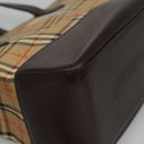 BURBERRY Nova Check Hand Bag Canvas Beige Auth 113053-14