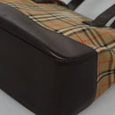 BURBERRY Nova Check Hand Bag Canvas Beige Auth 113053-15