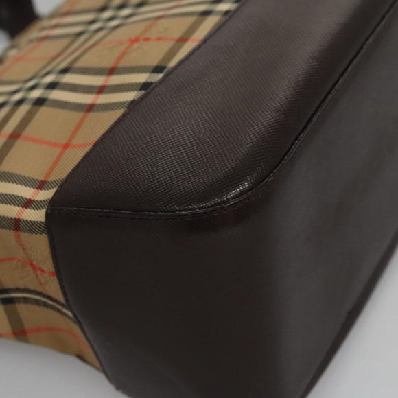 BURBERRY Nova Check Hand Bag Canvas Beige Auth 113053