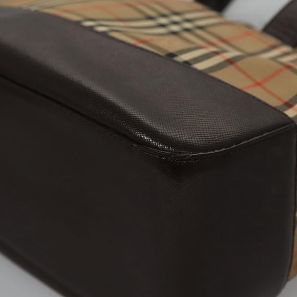 BURBERRY Nova Check Hand Bag Canvas Beige Auth 113053