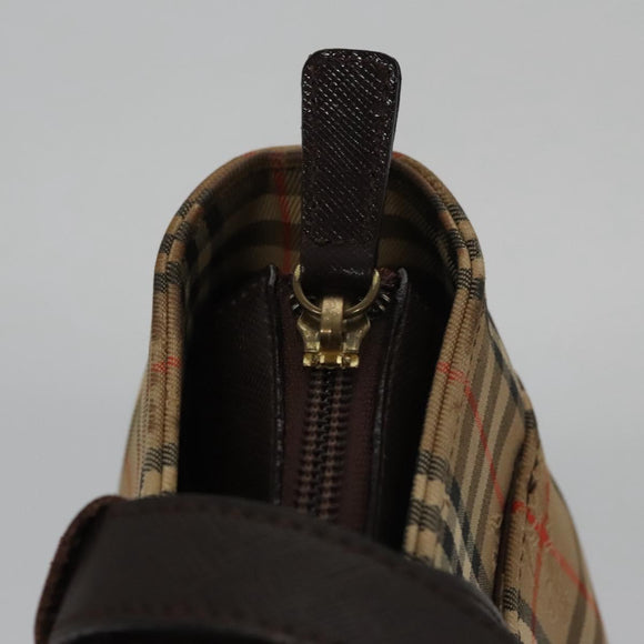 BURBERRY Nova Check Hand Bag Canvas Beige Auth 113053