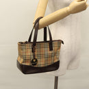 BURBERRY Nova Check Hand Bag Canvas Beige Auth 113053-23