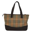 BURBERRY Nova Check Hand Bag Canvas Beige Auth 113053-2