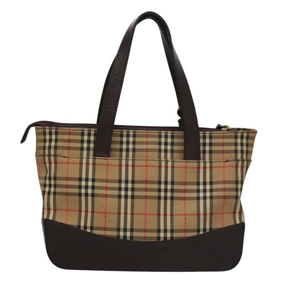 BURBERRY Nova Check Hand Bag Canvas Beige Auth 113053