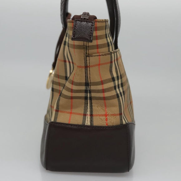 BURBERRY Nova Check Hand Bag Canvas Beige Auth 113053