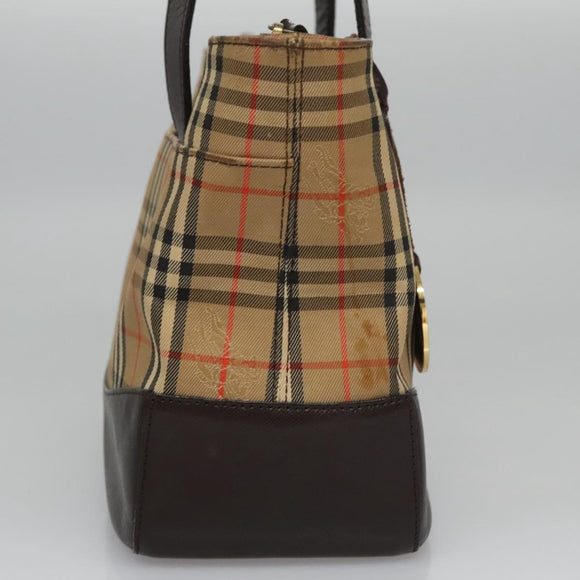 BURBERRY Nova Check Hand Bag Canvas Beige Auth 113053