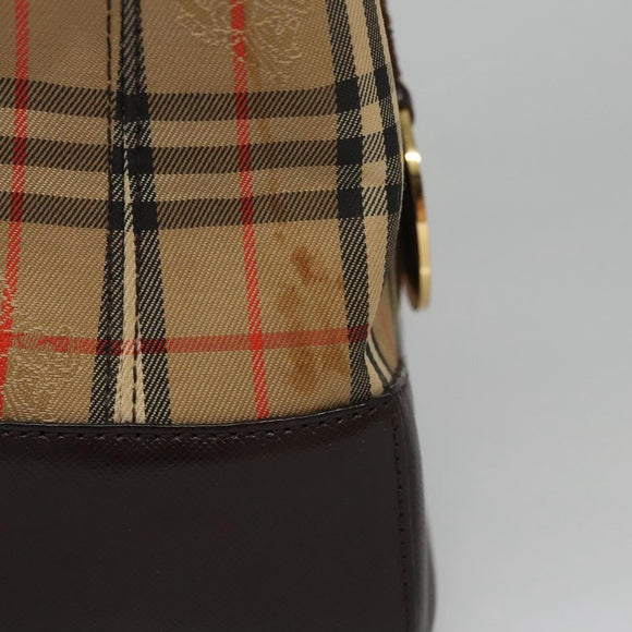 BURBERRY Nova Check Hand Bag Canvas Beige Auth 113053
