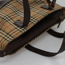 BURBERRY Nova Check Hand Bag Canvas Beige Auth 113053-7