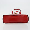 CELINE Hand Bag Patent leather Red Gold Auth 113064-14