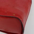 CELINE Hand Bag Patent leather Red Gold Auth 113064-15