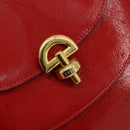 CELINE Hand Bag Patent leather Red Gold Auth 113064-11
