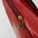 CELINE Hand Bag Patent leather Red Gold Auth 113064-20