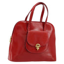 CELINE Hand Bag Patent leather Red Gold Auth 113064-1