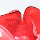 CELINE Hand Bag Patent leather Red Gold Auth 113064-12