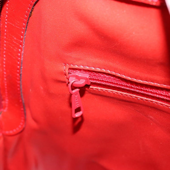 CELINE Hand Bag Patent leather Red Gold Auth 113064
