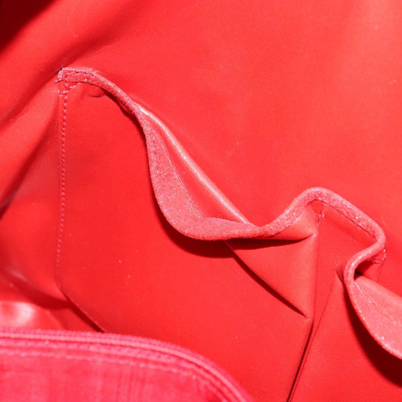 CELINE Hand Bag Patent leather Red Gold Auth 113064