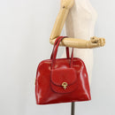 CELINE Hand Bag Patent leather Red Gold Auth 113064-29