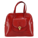CELINE Hand Bag Patent leather Red Gold Auth 113064-13