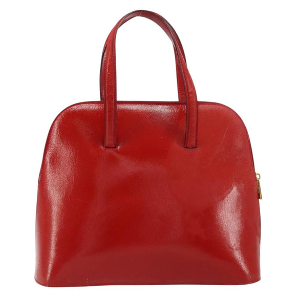 CELINE Hand Bag Patent leather Red Gold Auth 113064