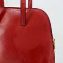 CELINE Hand Bag Patent leather Red Gold Auth 113064-3