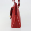 CELINE Hand Bag Patent leather Red Gold Auth 113064-4