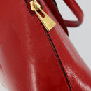 CELINE Hand Bag Patent leather Red Gold Auth 113064-7