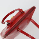 CELINE Hand Bag Patent leather Red Gold Auth 113064-8