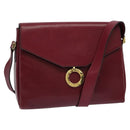 CELINE Shoulder Bag Leather Wine Red Gold Auth 113068-1