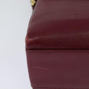 CELINE Shoulder Bag Leather Wine Red Gold Auth 113068-16