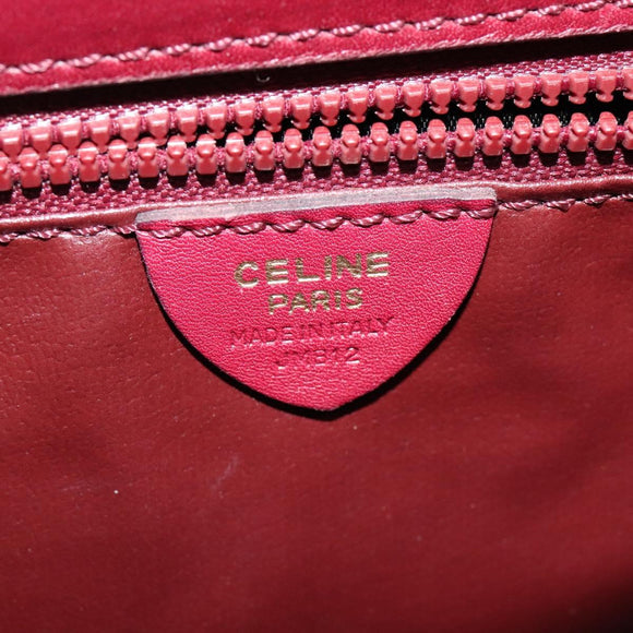 CELINE Shoulder Bag Leather Wine Red Gold Auth 113068