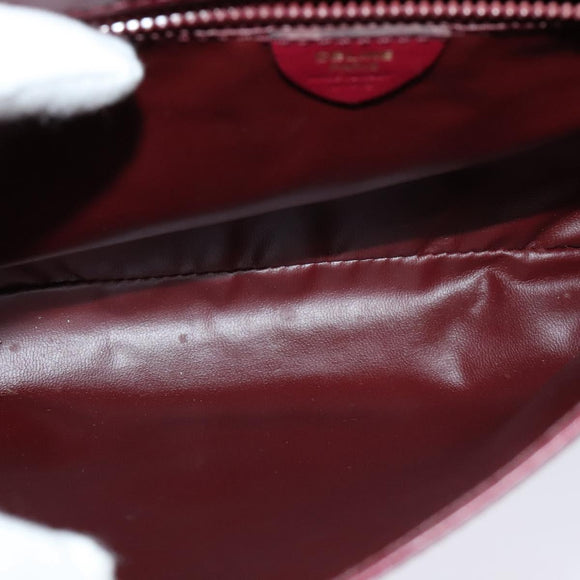 CELINE Shoulder Bag Leather Wine Red Gold Auth 113068