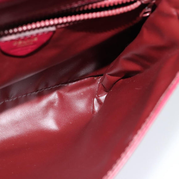CELINE Shoulder Bag Leather Wine Red Gold Auth 113068