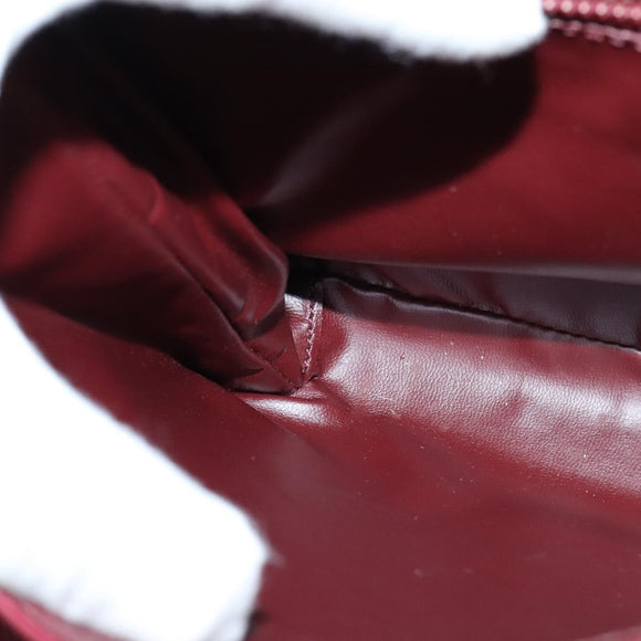CELINE Shoulder Bag Leather Wine Red Gold Auth 113068