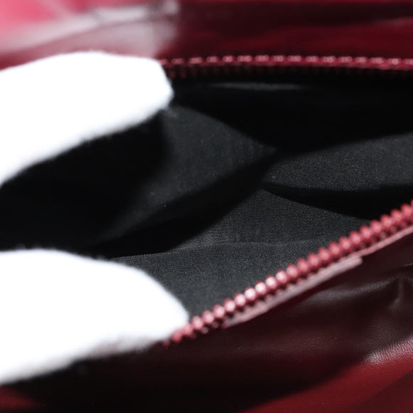 CELINE Shoulder Bag Leather Wine Red Gold Auth 113068