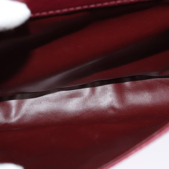 CELINE Shoulder Bag Leather Wine Red Gold Auth 113068