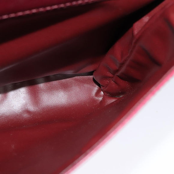 CELINE Shoulder Bag Leather Wine Red Gold Auth 113068