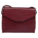CELINE Shoulder Bag Leather Wine Red Gold Auth 113068-2