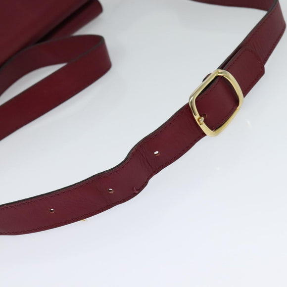 CELINE Shoulder Bag Leather Wine Red Gold Auth 113068