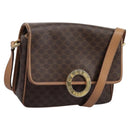 CELINE Macadam Canvas Shoulder Bag PVC Leather Brown Gold Auth 113071-1